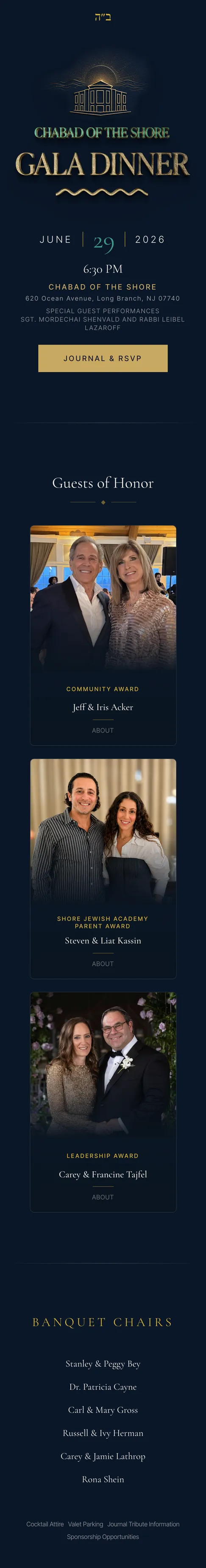 The Chabad of the Shore gala site built on Galas, scrolling on a phone