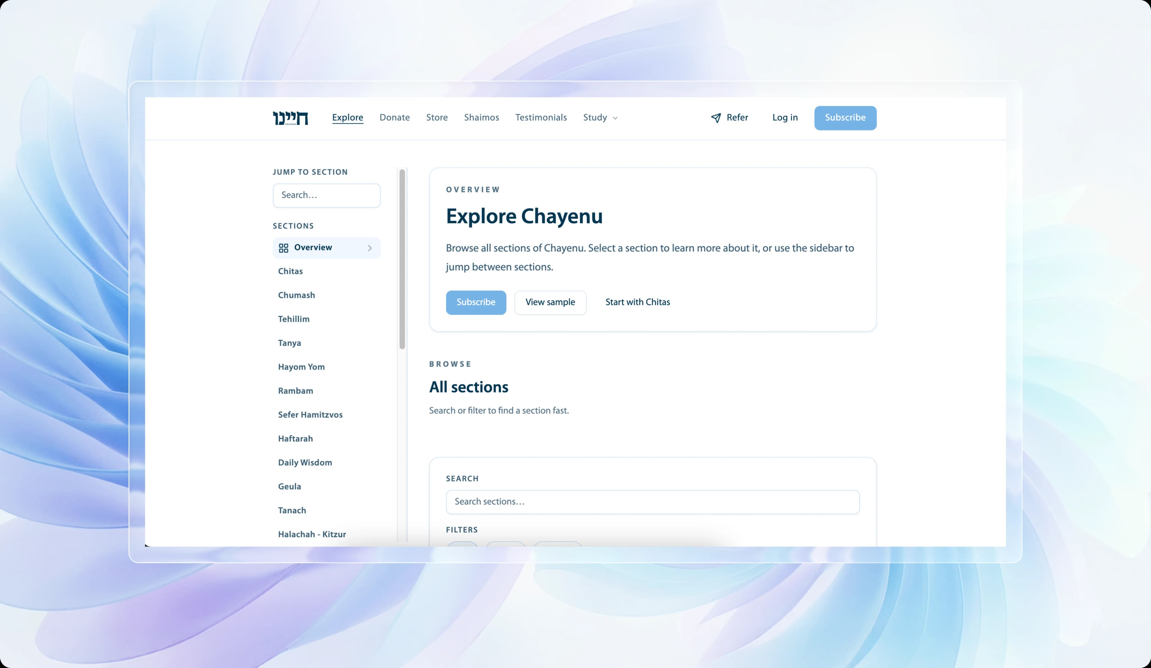 Subscribe to Chayenu - Product selection page