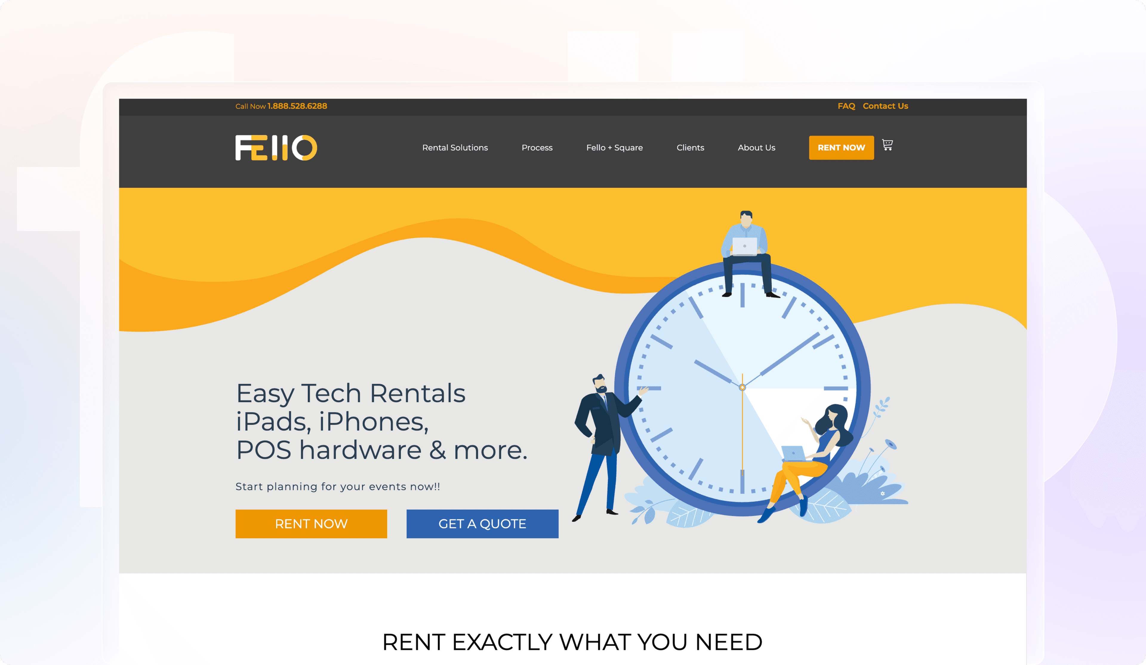 Fello - Easy Tech Rentals homepage