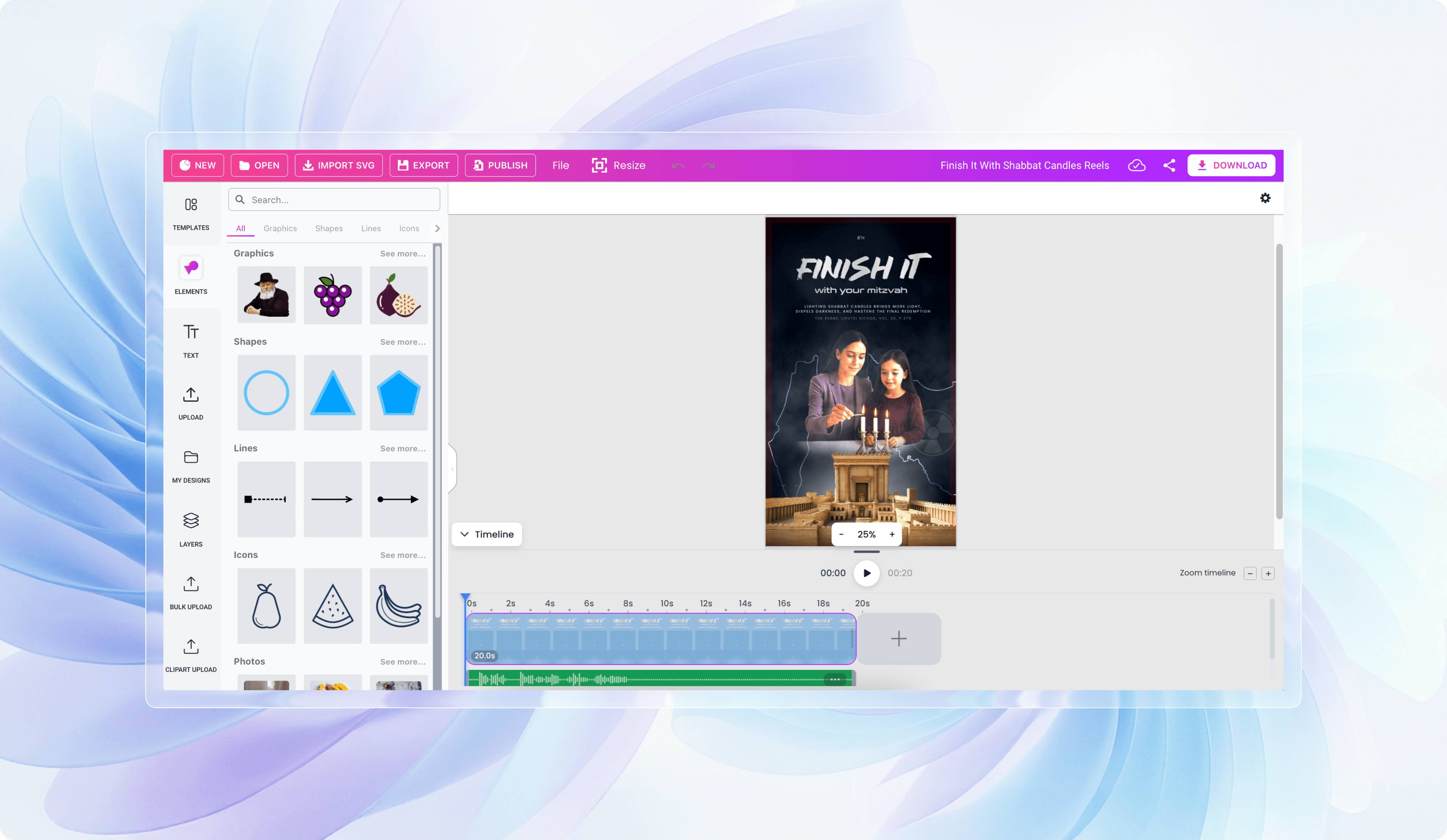 Kosher Graphics Editor - Finish It With Shabbat Candles design